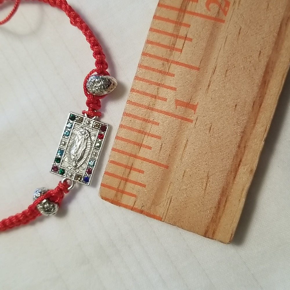 Silver Red Rhinestone Religious Bracelet - Picture 3 of 3
